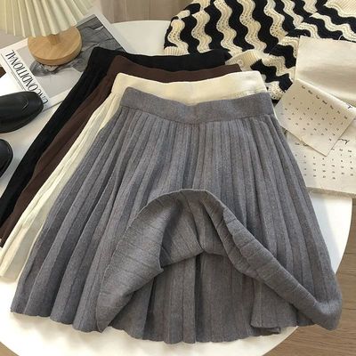 High waisted solid color half body short skirt高腰纯色半身裙