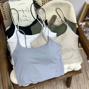 女士修身V领吊带背心Women solid color slim fit Vneck tank top