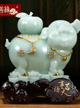 诸事大吉招财猪生肖猪摆件柿子客厅电视柜酒柜装饰送朋友生日礼物