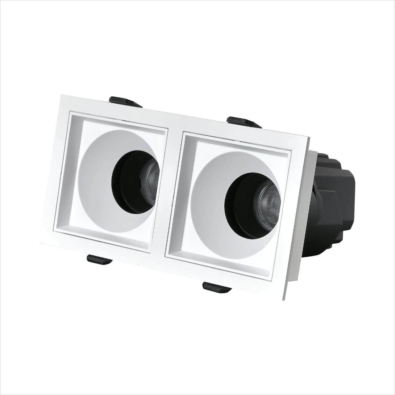 全铝led方形射灯嵌入式客厅家用护眼无主灯防眩双头格栅灯,家装灯饰光源,斗胆灯,淘宝优惠券,粉丝福利购,淘宝优惠卷