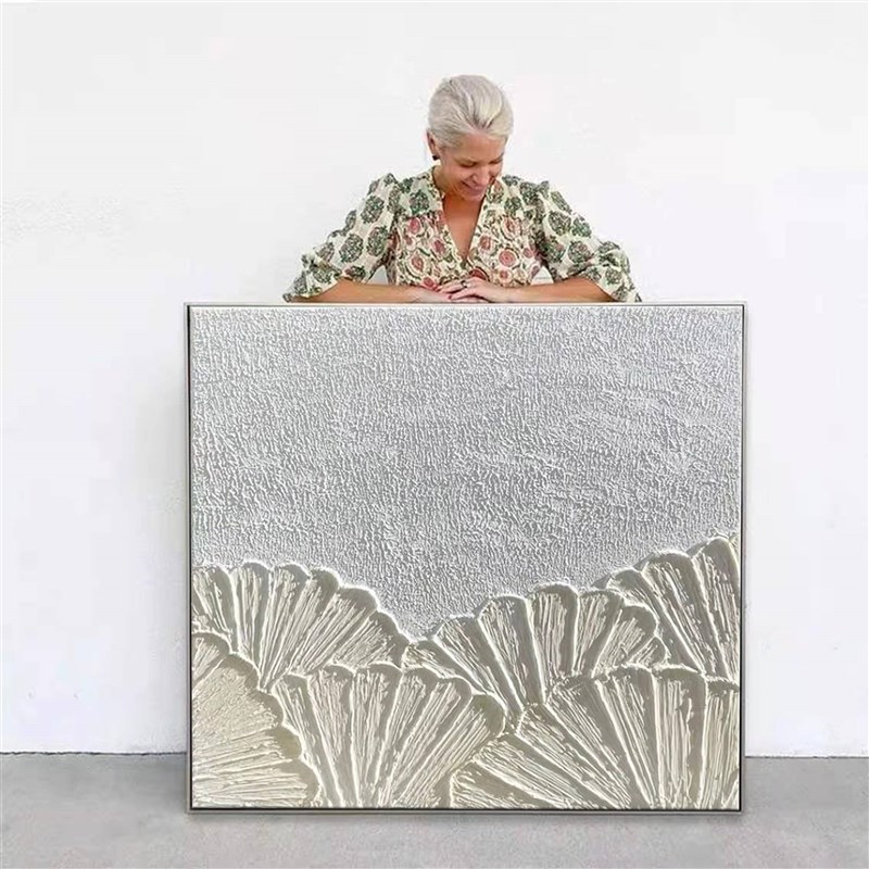 纯手绘装饰画厚肌理浮雕植物画现代简约客厅玄关挂画立体图案壁画图片