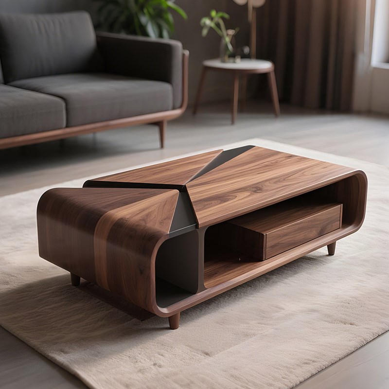 中古风实木茶几2025q新款现代简约家用客厅新中式胡桃木茶台茶桌