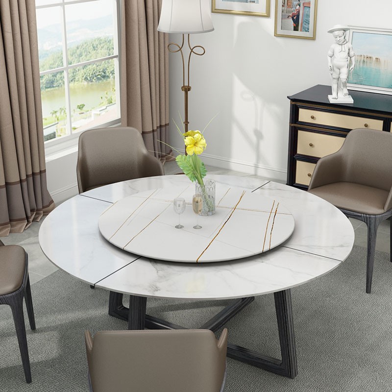 餐桌转盘家用北欧圆形钢化玻璃旋转台面底座酒店轻奢圆Z桌岩板转