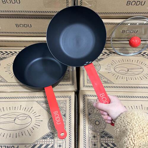 BODU精铁窒化铁锅20cm24cm无涂层平底炒锅一人食小铁锅奶锅辅食锅