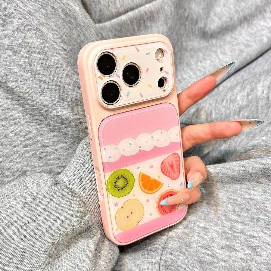 夏日ins古早可爱奶油水果蛋糕适用苹果17ProMax手机壳iphone15新款16pro女款17pro电镀大视窗14防摔手机套
