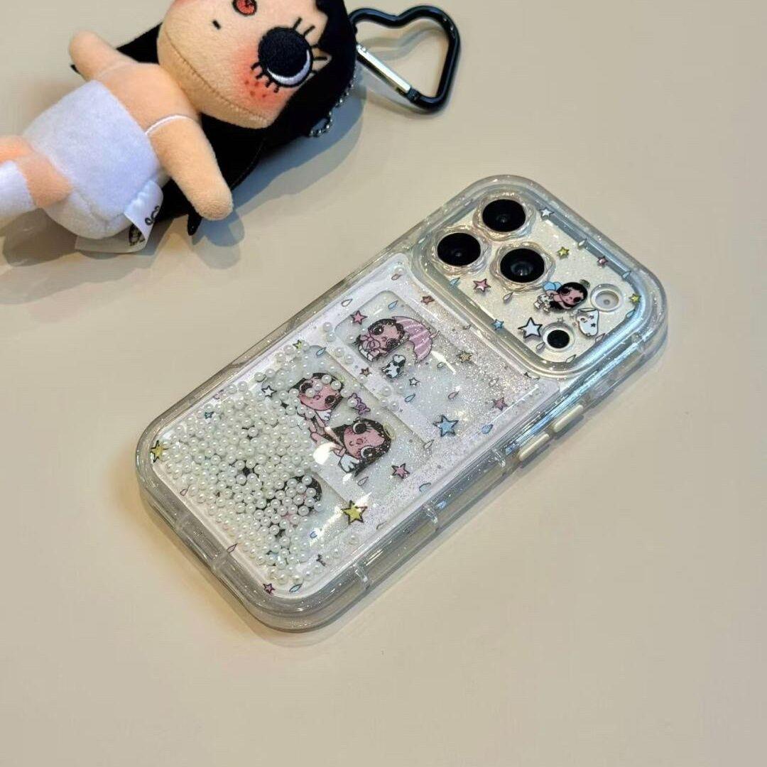 适用苹果16promax手机壳iphone17珍珠流沙打伞小玉15可爱卡通14网红女款17pro新款16pro透明15pro爆款手机套