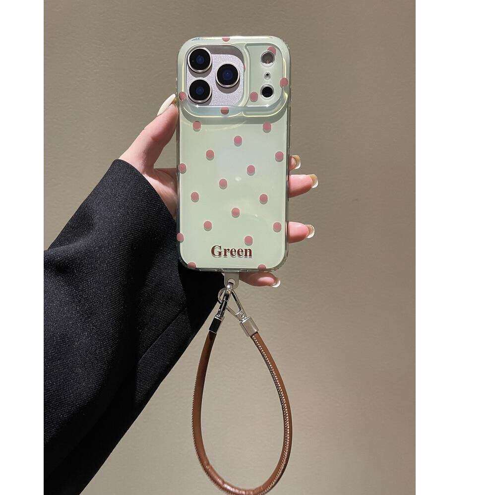 新款适用苹果17promax的手机壳绿色波点超火iphone16pm高级感小众韩系15巨好看独特14pro带挂绳全包max女外壳
