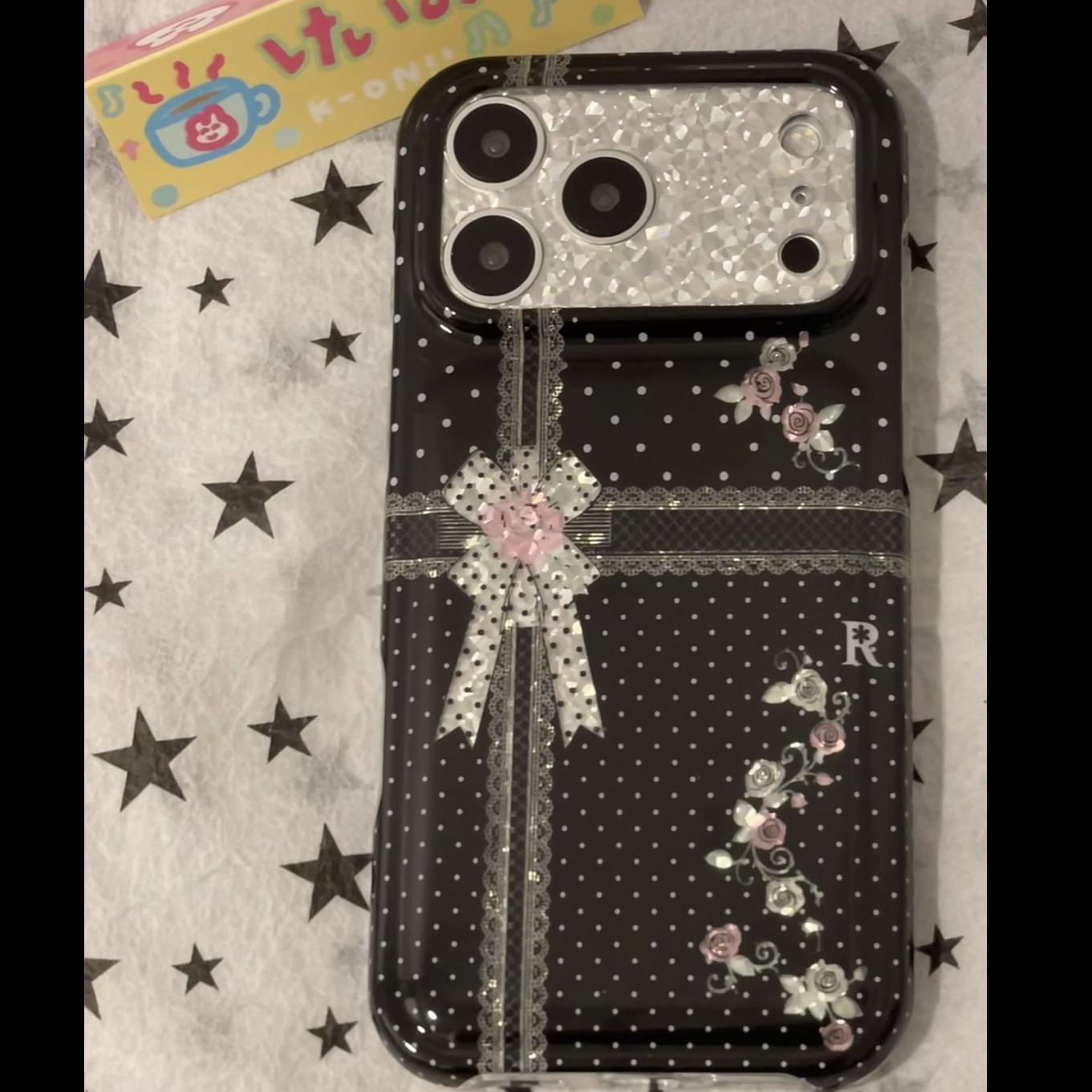 高级感ins风黑白波点礼物盒玫瑰花适用苹果iphone18promax手机壳17pro少女心16pro防摔15保护套17pro新款