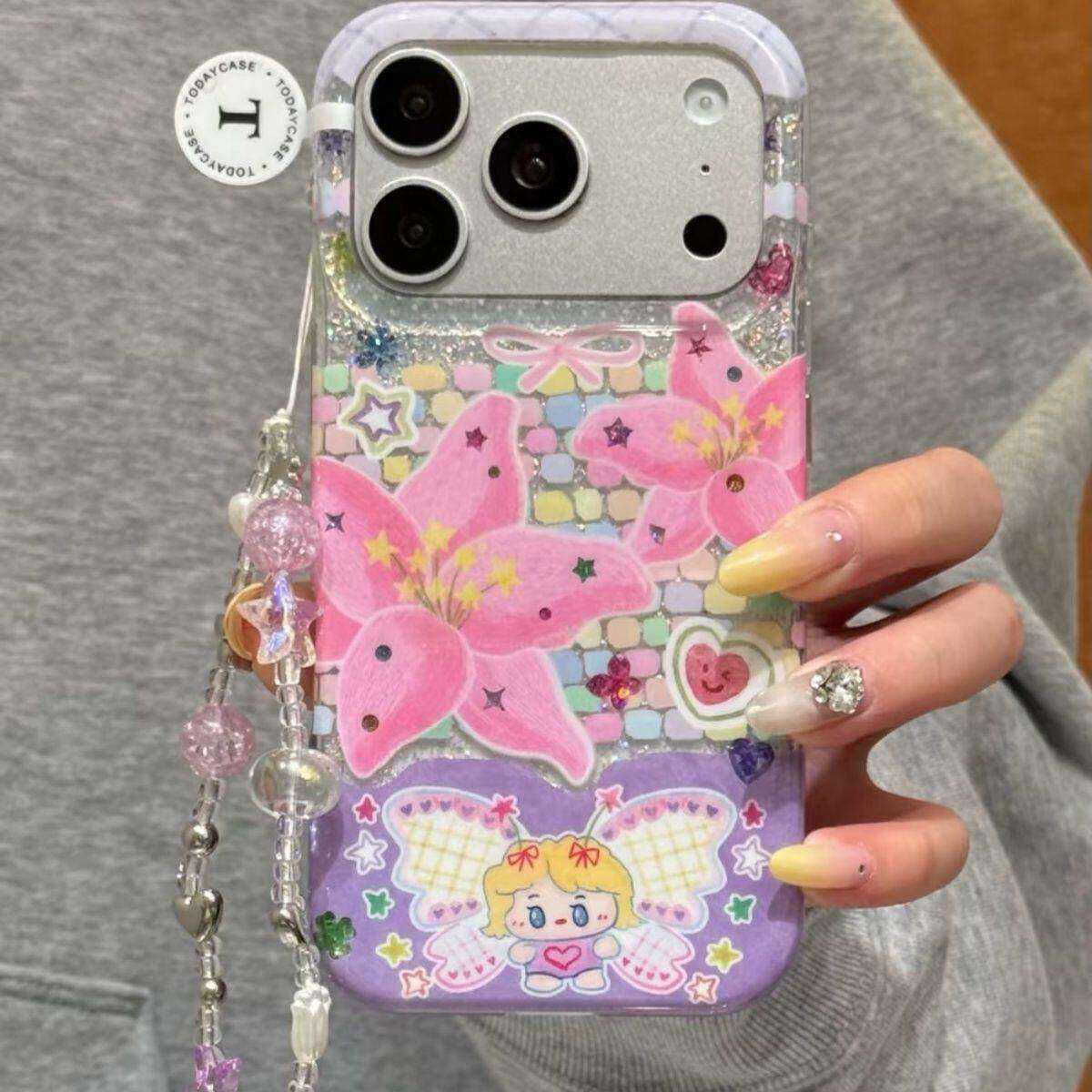 ins韩系花朵蝴蝶女孩适用iPhone17promax手机壳17苹果新款16ProMax巨好看高级15pro硅胶女14pro防摔13保护套