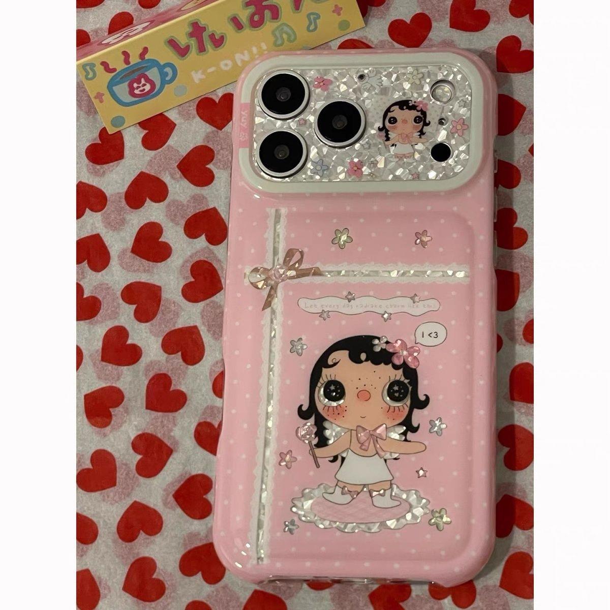 可爱卡通粉底小天使玉玉适用iPhone17promax手机壳苹果16promax女款15promax新款16pro手机套防摔软边