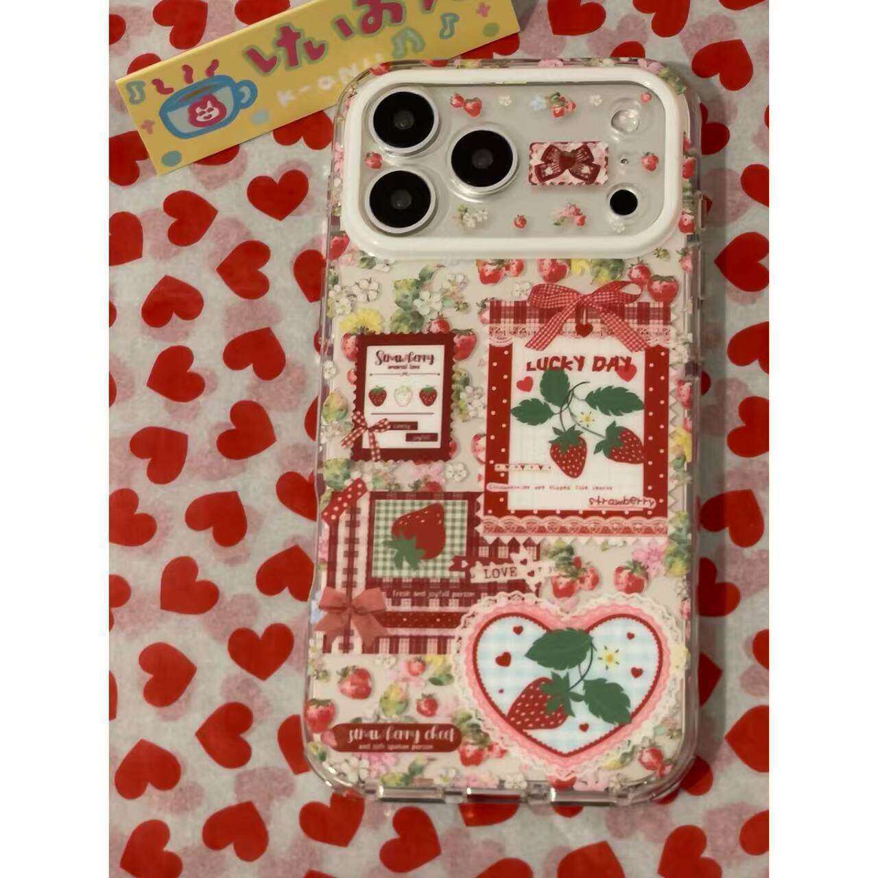 ins韩风红蝴蝶结草莓适用苹果17promax手机壳iphone16pro新款15双层ip16p女17全包防摔保护套pm超火巨好看