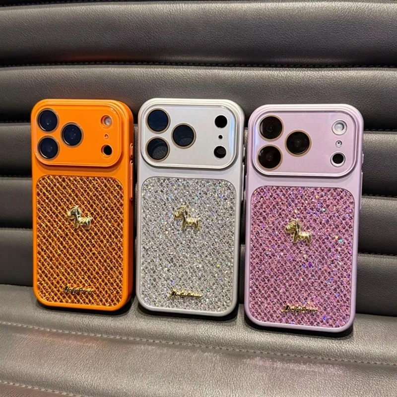 秒变17高颜值闪粉水晶金色小马适用苹果17promax手机壳新款高级感iPhone17镜头全包保护套15/14超漂亮女外壳,3C数码配件,手机保护套/壳,淘宝优惠券,粉丝福利购,淘宝优惠卷