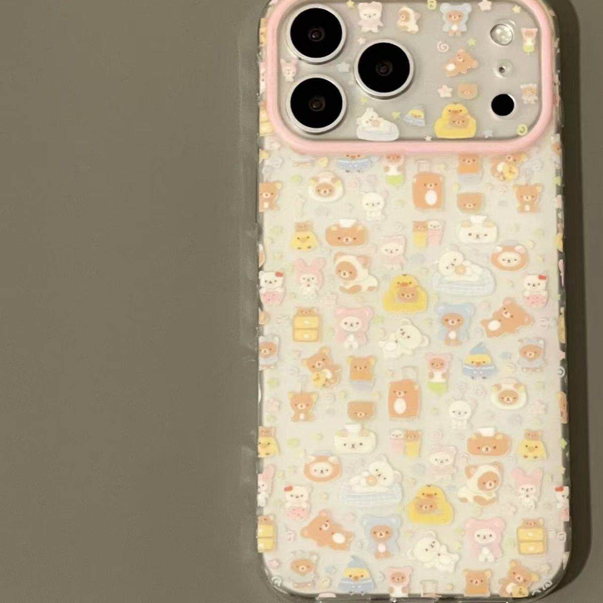 卡通行李箱轻松熊适用苹果iPhone17新款小众手机壳双层16少女防水15清新防摔保护套