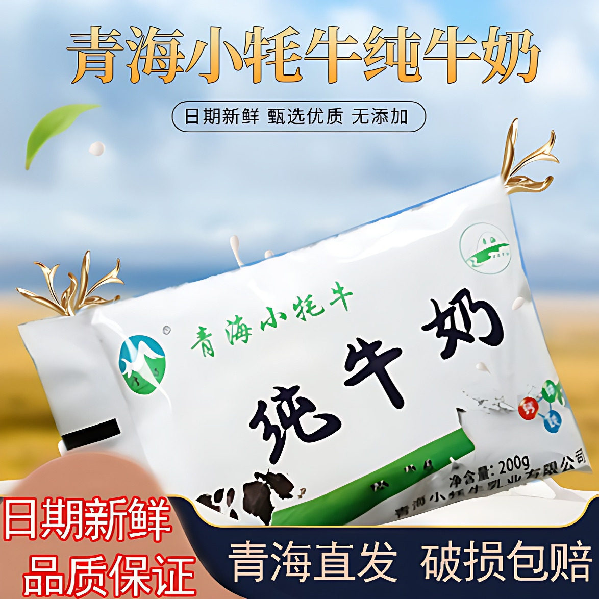 青海牛奶 小牦牛纯牛奶 青藏特产全脂牛奶200克X16袋 包邮