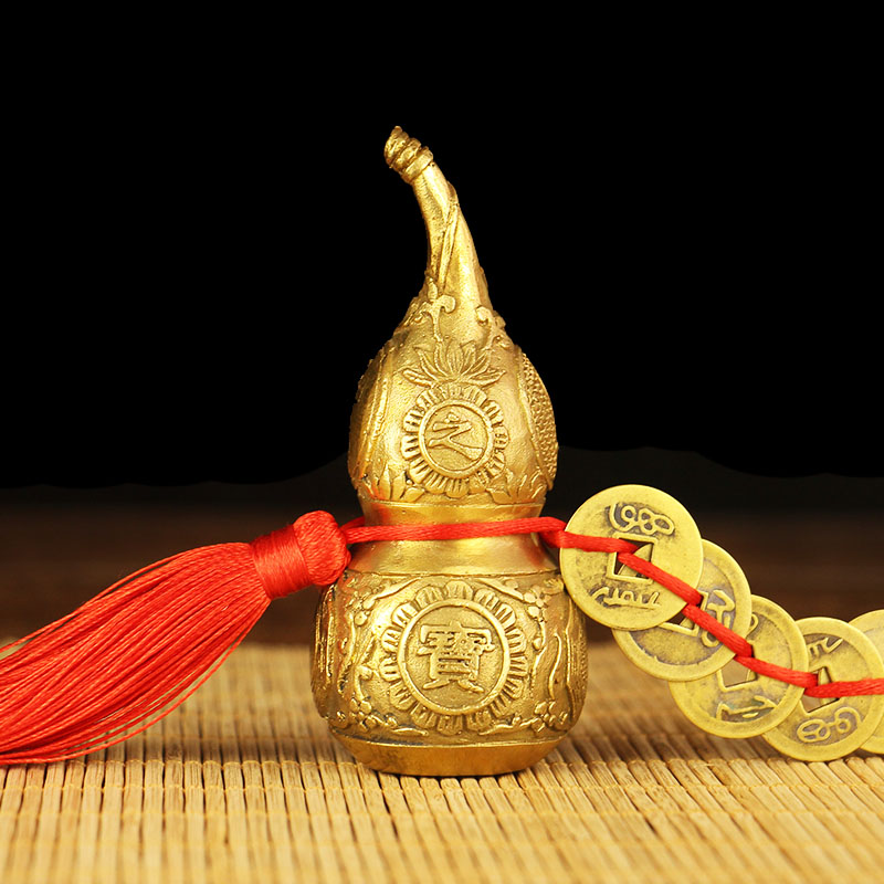 速发纯铜五钱葫芦鎭宅八卦铜葫芦挂件纯铜葫芦摆件招財纳福