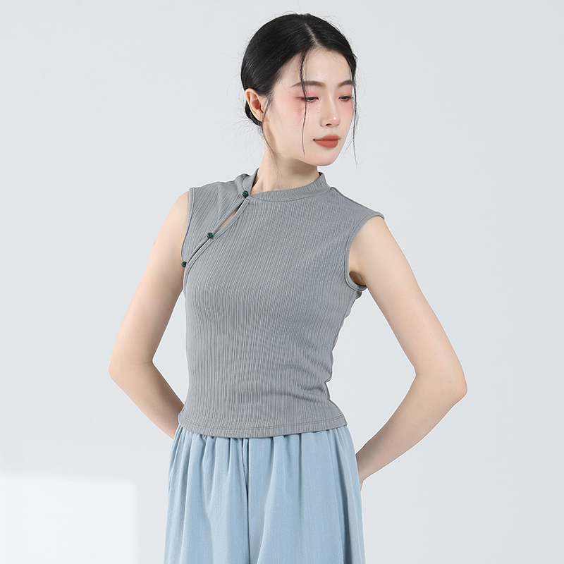 速发古典舞练功服背心中国风改良旗袍上衣盘扣舞蹈服舞无袖形体服