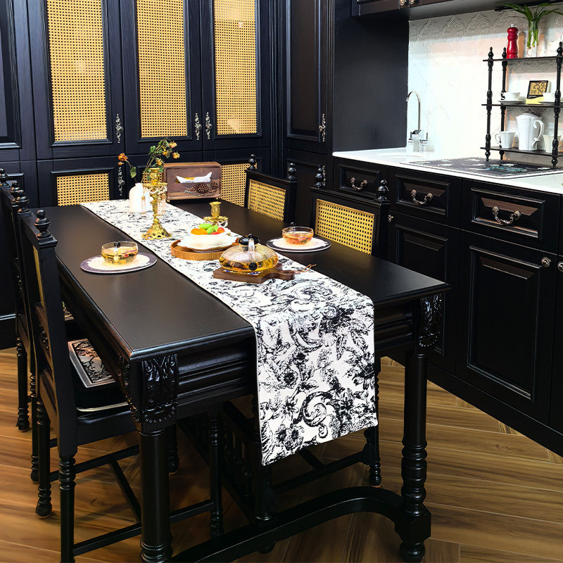 速发和庭美式餐桌桌旗高级长防水复古法式方感形茶台布布艺电视柜