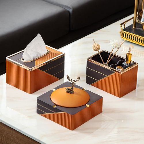 速发烟灰缸带盖巾奢高档设计客纸轻盒风感厅茶几餐桌收纳摆件