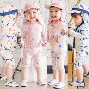 速发童童沙款孩男童长袖新滩防晒可爱小儿宝宝连体泳装