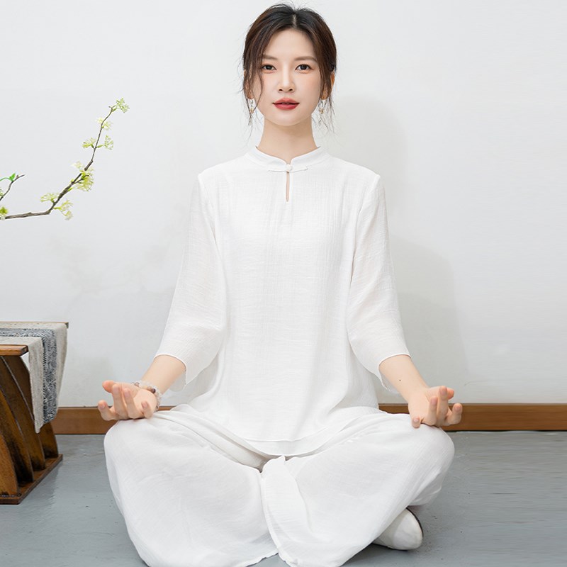速发中国风佛系禅服禅意装太极服禅修居士服瑜伽服套装2024新款