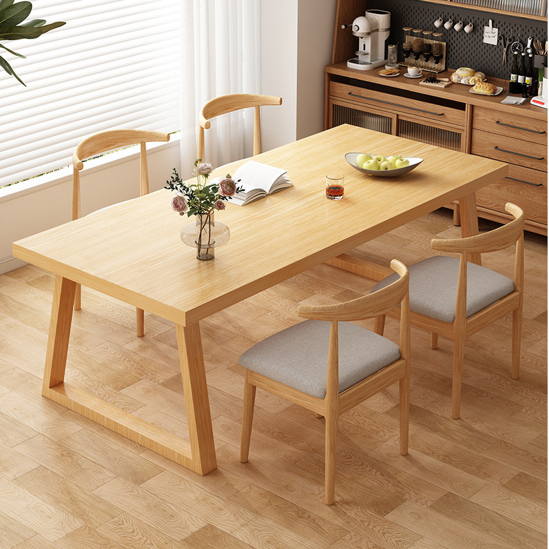 速发餐桌小户型家木简约桌方形实用腿吃饭长子原木餐桌椅组合