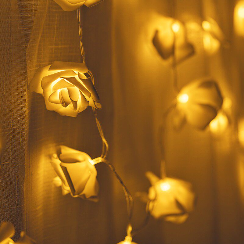 速发玫串花小彩灯闪灯瑰灯情人节浪漫求婚场景布置房间装饰品创意