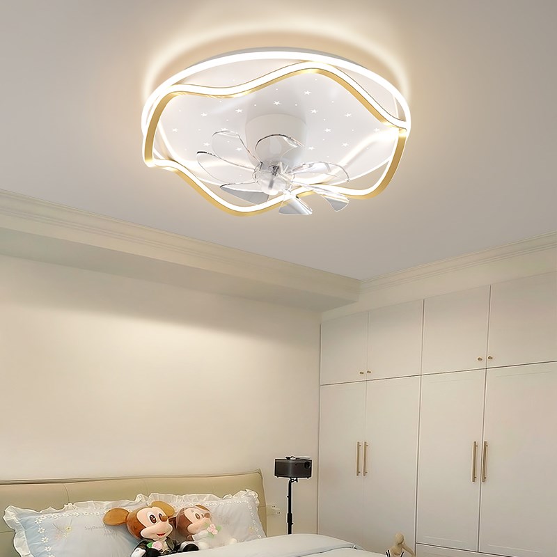 速发卧室风扇灯创摇一简圆形主卧房间家用餐厅意头电扇极体吸顶灯