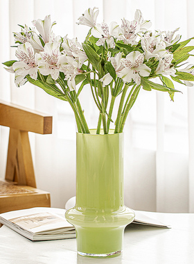 速发绿色法式古瓶复花客厅风件插花创意玻璃奶油摆高级感水培