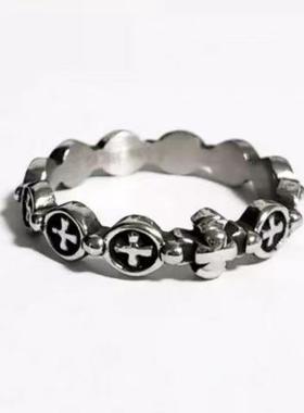 韩泰山同款 韩国东大门 复古百搭十字架戒指日韩欧美朋克