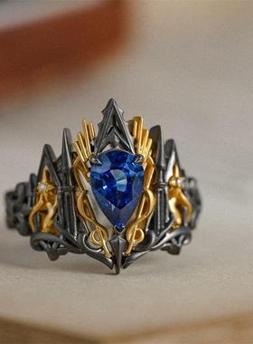 1149 极繁主义哥特风巴洛克繁复黑色与金色的点缀复古而华丽戒