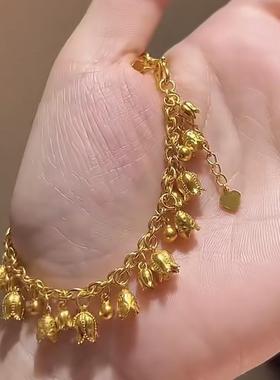 古法沙金铃兰花手链气质民族风硕果累累小众时尚女款百搭个性手饰