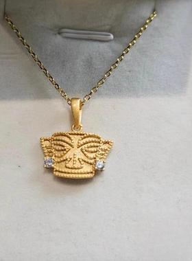 小红书同款三星堆人面具吊坠项链锆石嘻哈国潮男女复古个性民族风