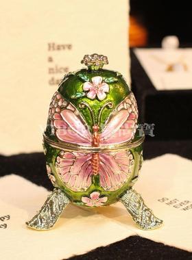 金属珐琅彩首饰盒俄罗斯蝴蝶彩蛋鸡蛋家居欧式小摆件外贸跨境礼品