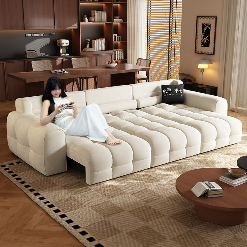 恒社布艺多功能平移电动沙发