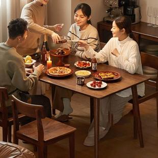吃小户型书房饭组长方 全实木实木餐桌餐桌椅合中黑胡桃色家用日式