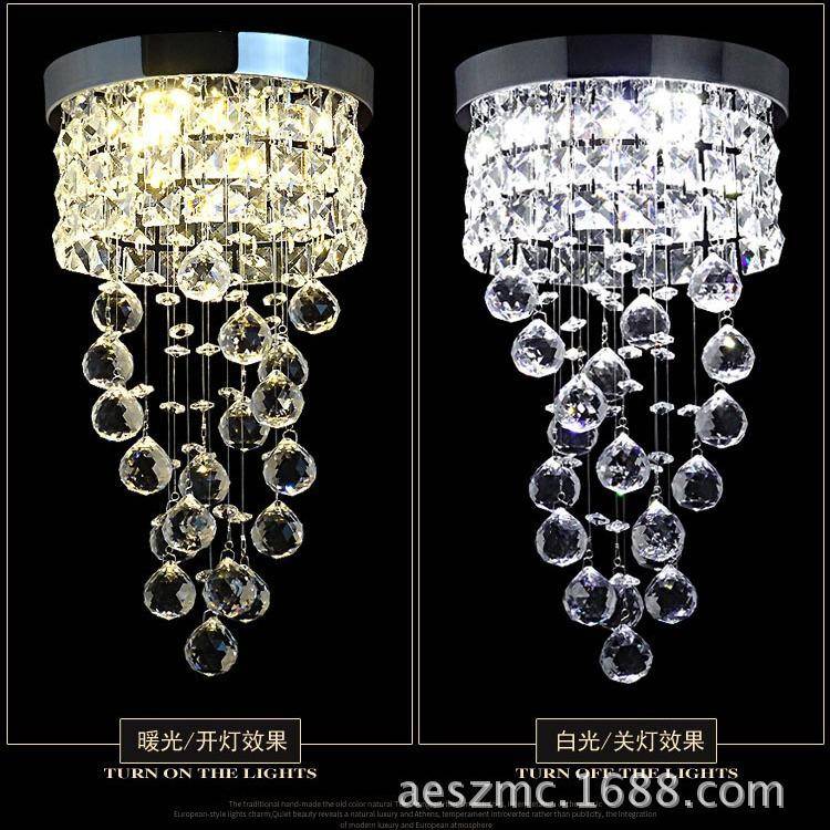 简约L阳77889吸ED水晶过道灯客厅走廊玄关台酒店吊线螺阶旋梯小顶