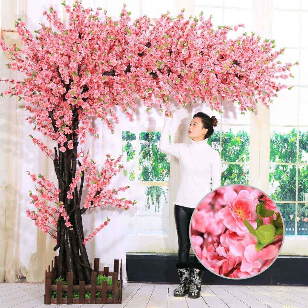 大型花枝造假桃花树桃婚庆KMA装饰仿真植物室外花园林景花仿真桃