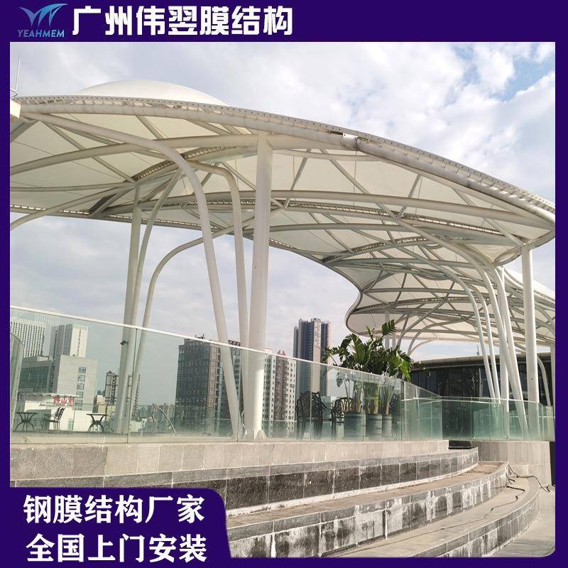 源头厂WY-PVDF-家空中膜遮阳棚构高空雨棚膜结结构商景场顶楼观膜