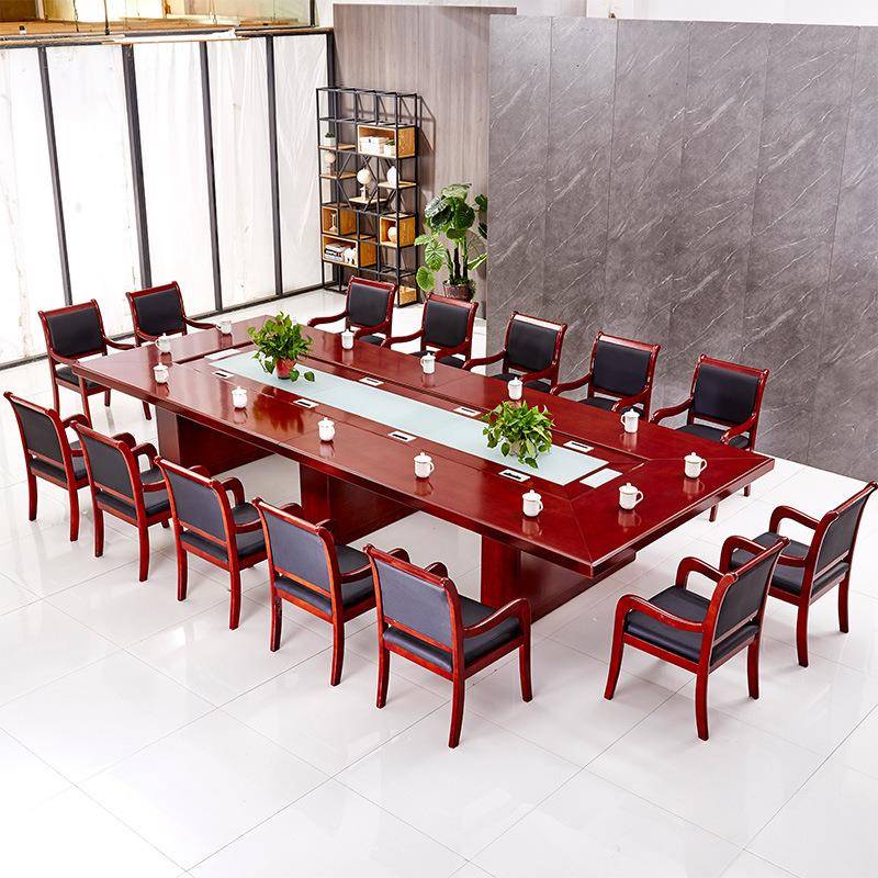 开现代简约型长方形会议桌贴实木皮多油漆大人办公会长条桌AL6557