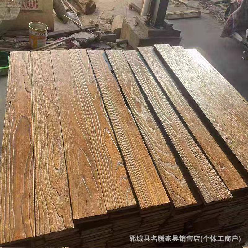 老榆木门板自然0528宿风化实木板飘窗实木板旧民接酒吧桌面板做拼