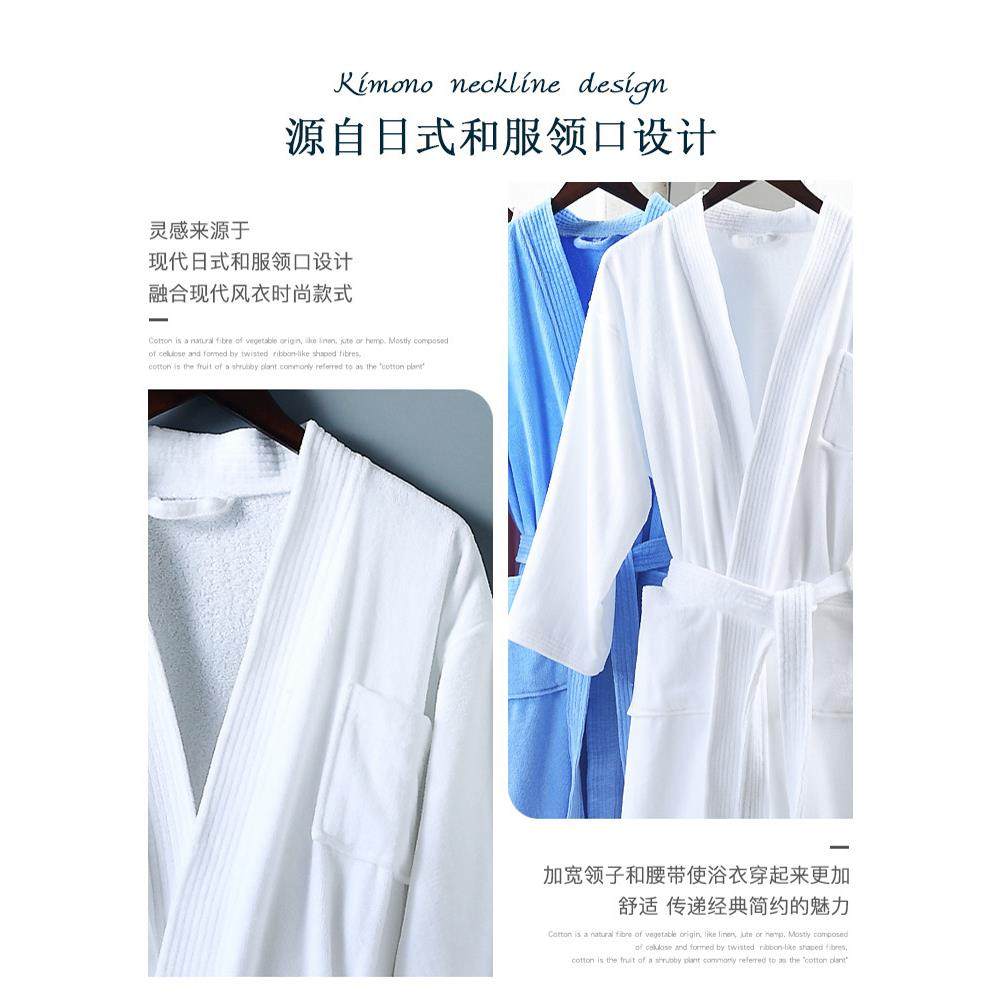纯棉酒店浴完浴袍吸水速薄款浴衣洗无品牌/澡穿的睡袍干女可穿式