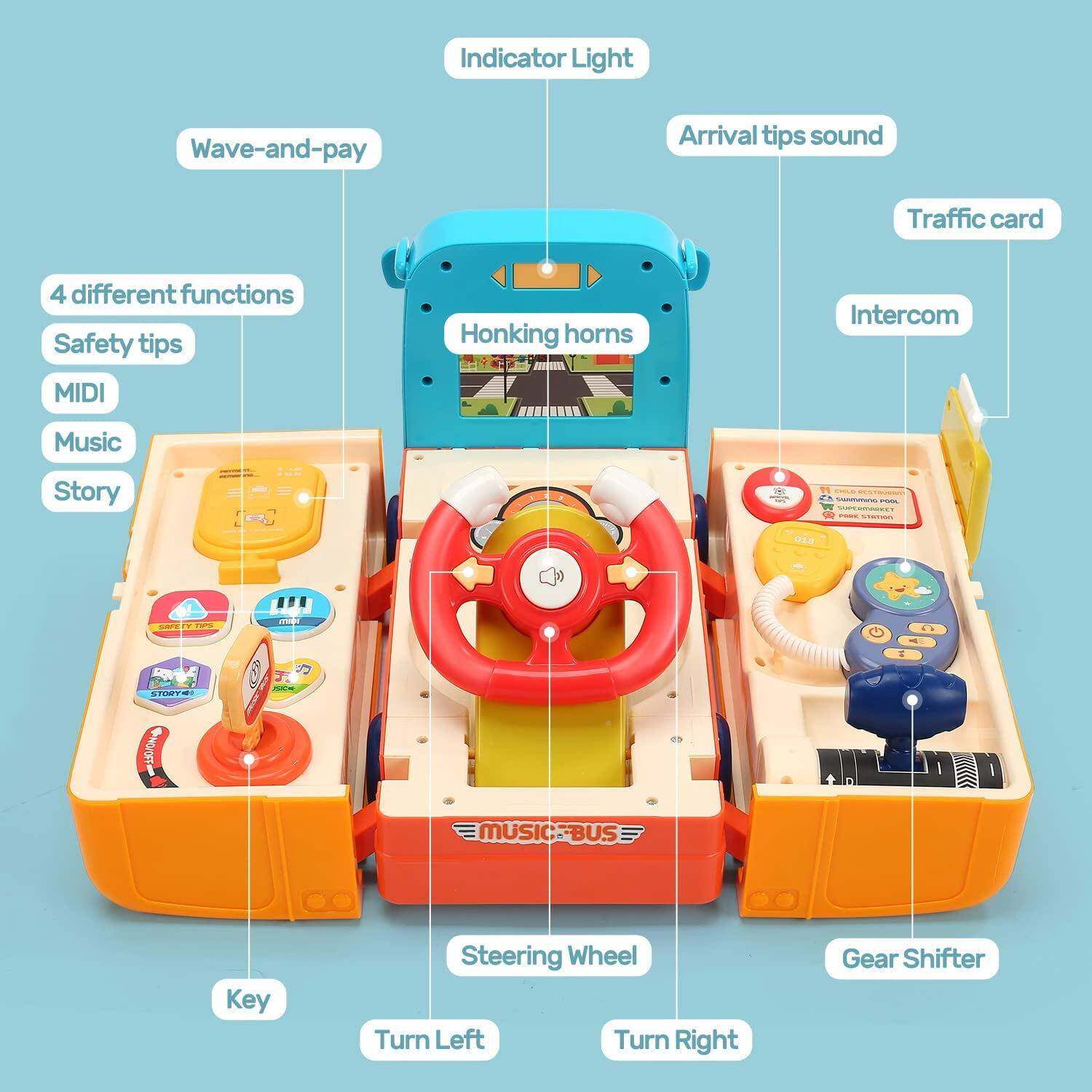 儿童方向士盘巴校玩具婴儿宝宝模拟仿开车音车变乐百无品牌/校巴