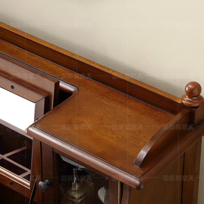 美式实木橡胶木梳妆台床头柜一体卧室小户型多功能储物化妆桌子