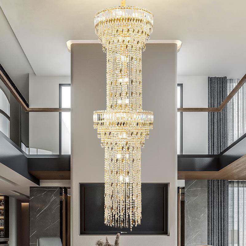 旋别客厅OTN挑空楼梯吊灯轻奢水晶复墅式楼大吊灯长后现代简约转