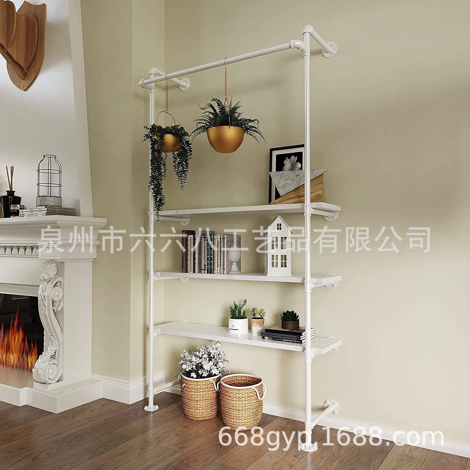 搁置物服架复古装业风创意置工物架装展示架墙-上饰实木花架墙架