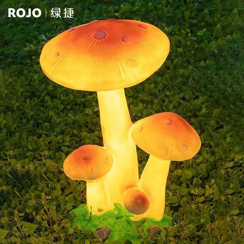 ld发光仿真蘑e菇灯太阳能庭户外玻璃雕rojo-536塑院别墅园林装饰