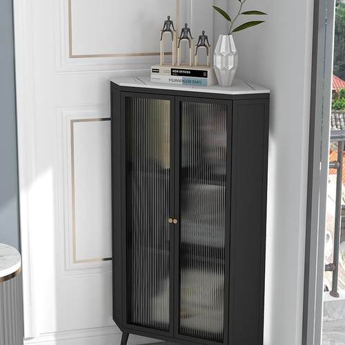 角柜8487转客厅墙角柜角储物柜三边柜高餐端岩板柜轻奢酒柜靠墙收