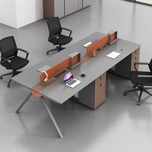 办公家具职员桌面对面开办6303公椅桌4人具工放位6人卡座职员家桌