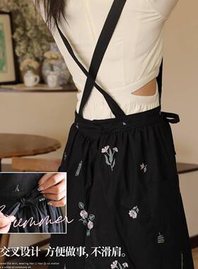 韩围裙高厨房家新款2用0式2PCY5女颜值做饭好看纯棉防泼水油