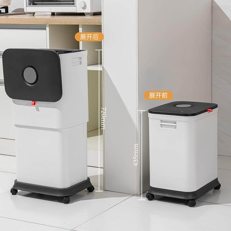 双艺垃圾桶可式升降大号TG5190大容量厨房垃掀圾桶带轮子盖垃圾桶